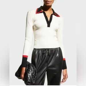 Alice + Olivia Pia Ribbed Knit Polo Sweater Size XS